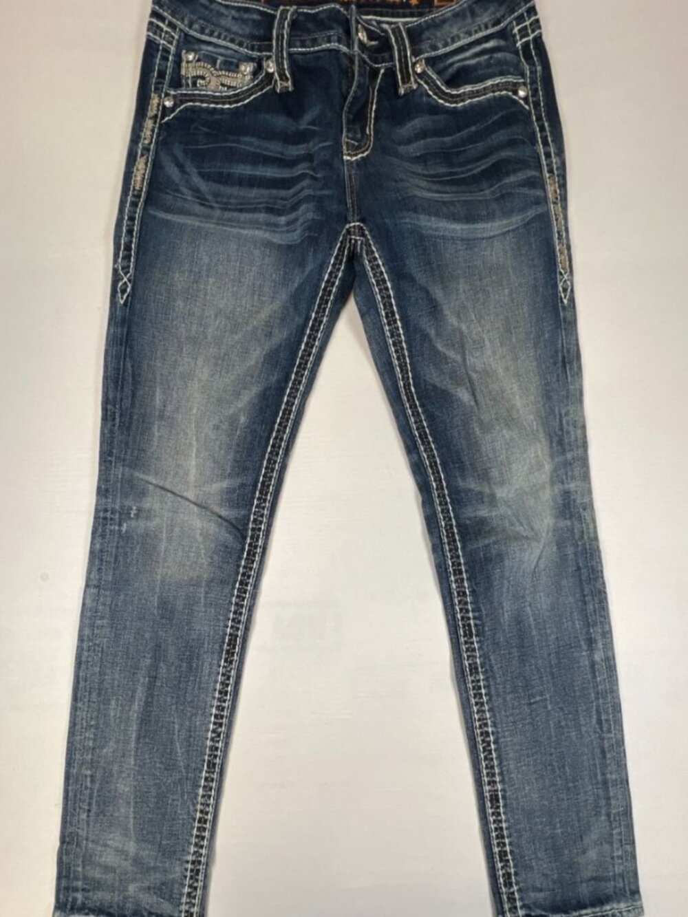 Rock Revival Shaina Mid-Rise Ankle Skinny Jeans Women’s Size 28 Dark Blue Denim